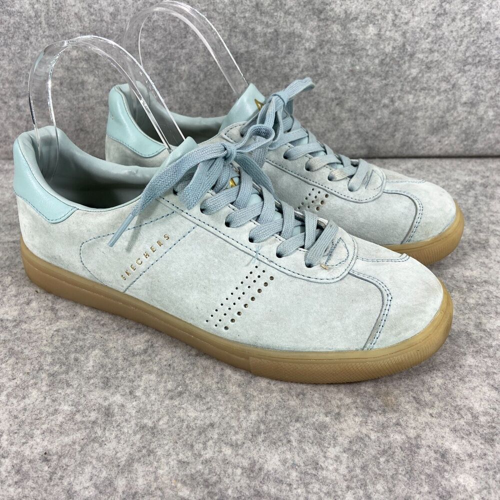 Skechers Womens Moda Lazy Sunday Sneakers in Light Blue Suede Leather Size 7.5